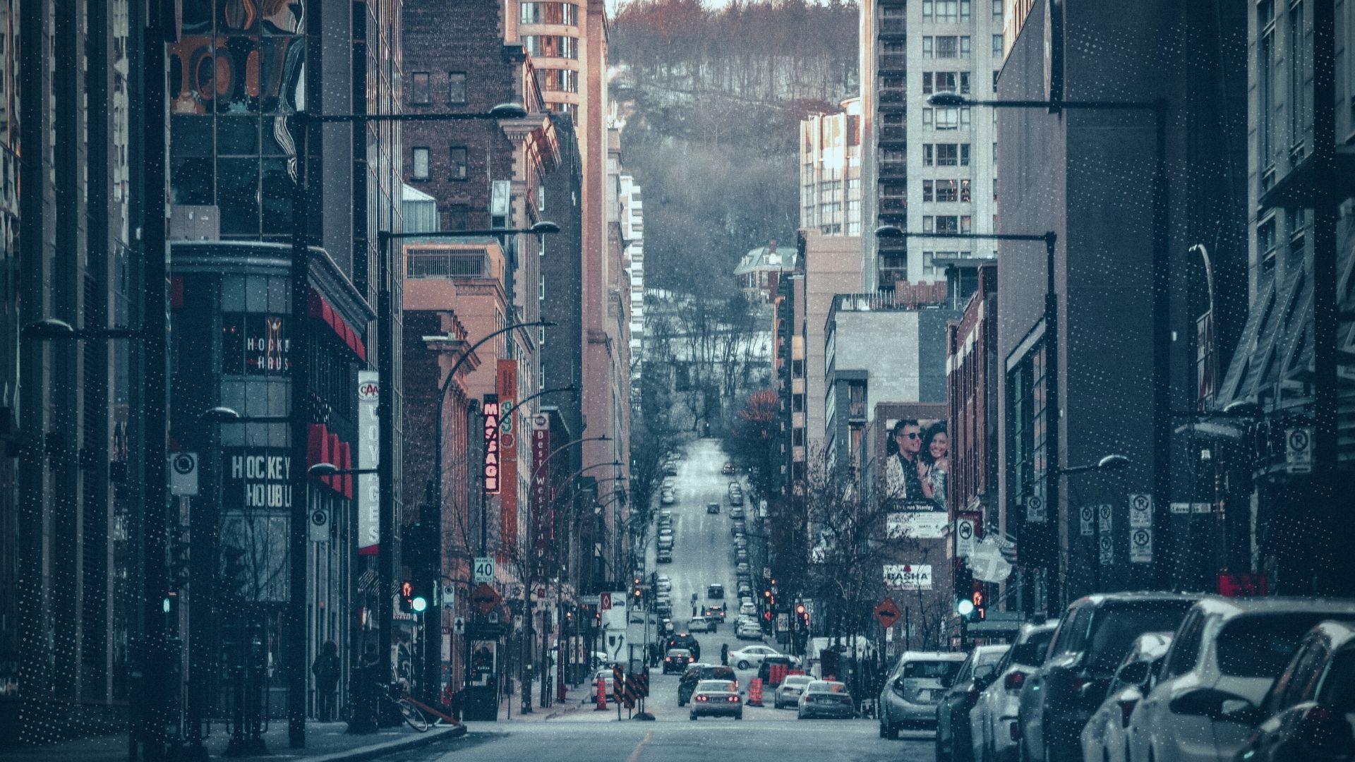 view of the street and buildings in montreal