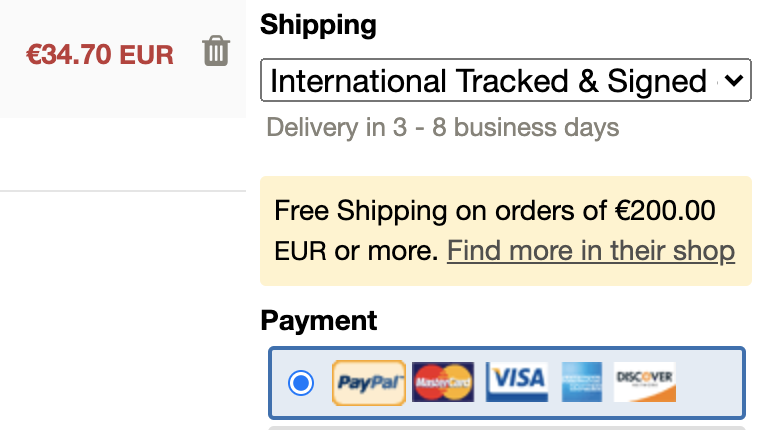 Screenshot of the free shipping message seen by buyers during checkout