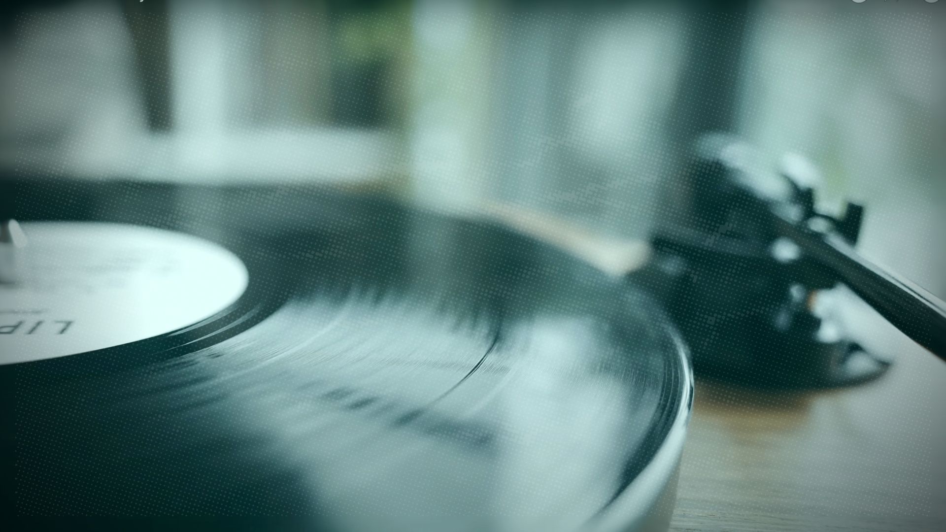 clean vinyl record closeup on turntable