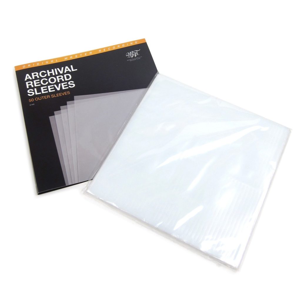 A stack of clear outer record sleeves by MoFi Archival
